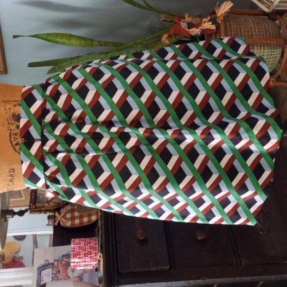 J. Crew Ratti Retro Silk Geometric Skirt in Simpatico Diamond Lattice NWT - Picture 7 of 16